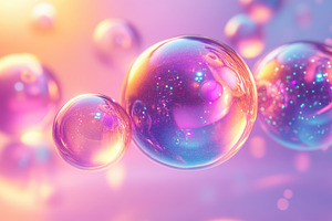 Iridescent Bubbles Pink Purple Abstr, a Background Photo by Pixeness Studio