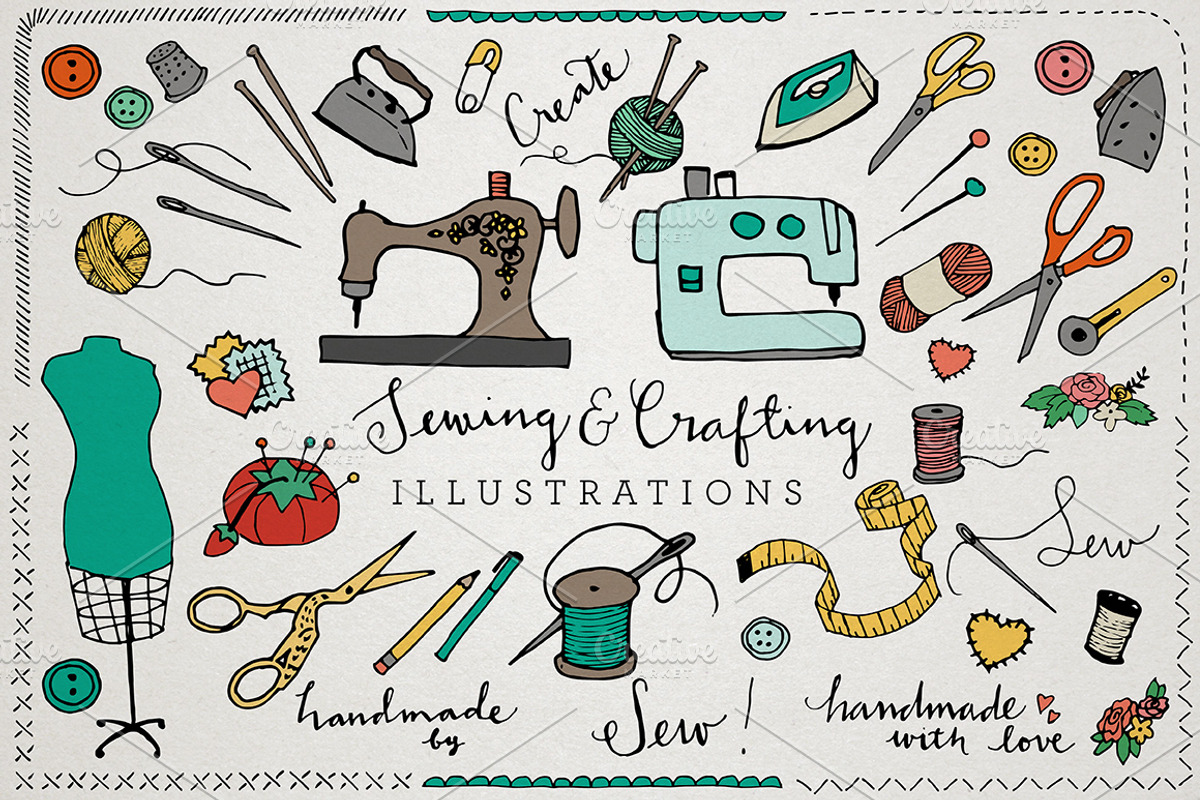 Sewing & Crafting Ilustrations Pack, an Illustration by Lemonade Pixel (Photo 1 of 4)