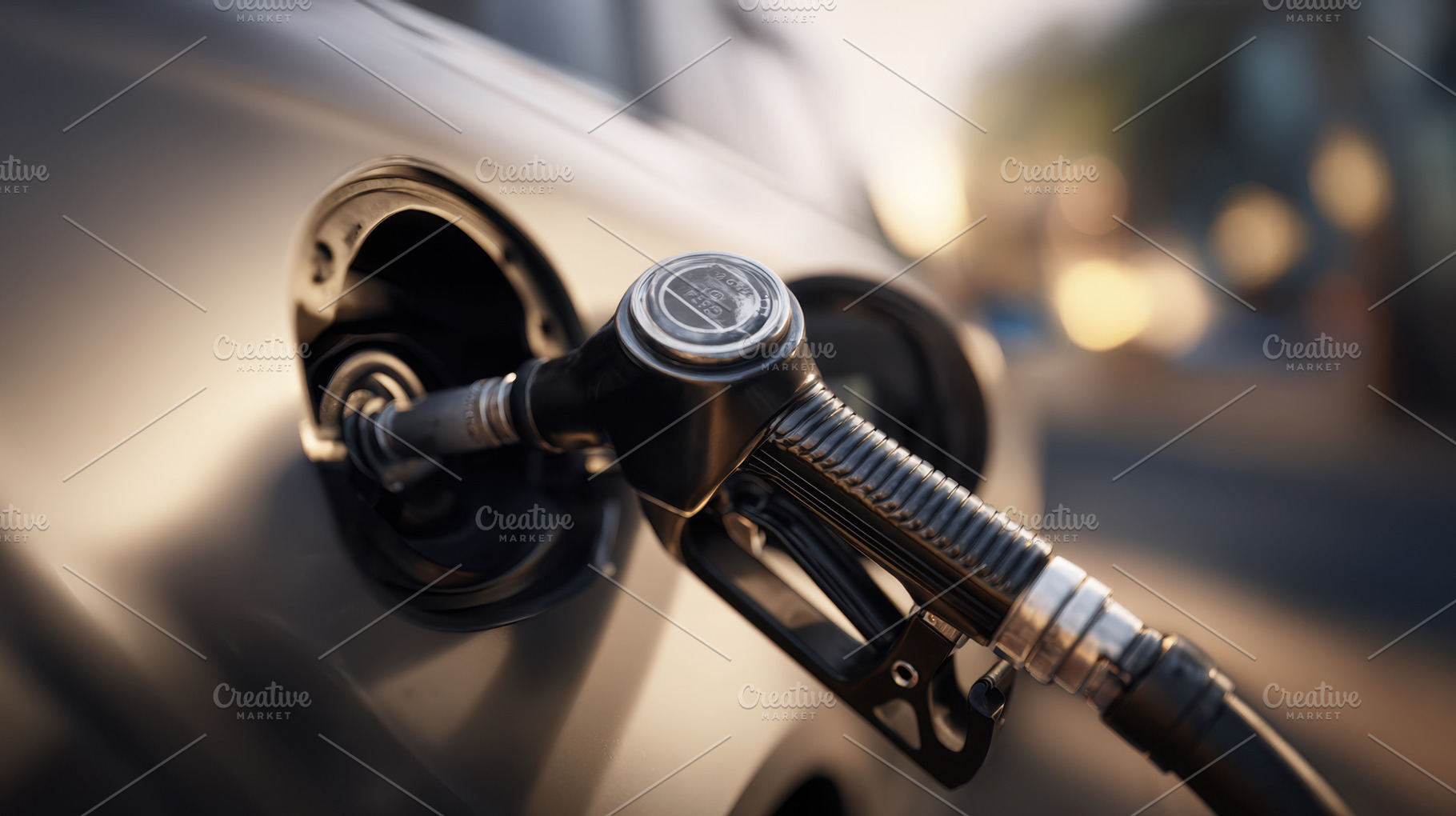 Fuel pump fills car tank at station, a Photo by Beautiful things