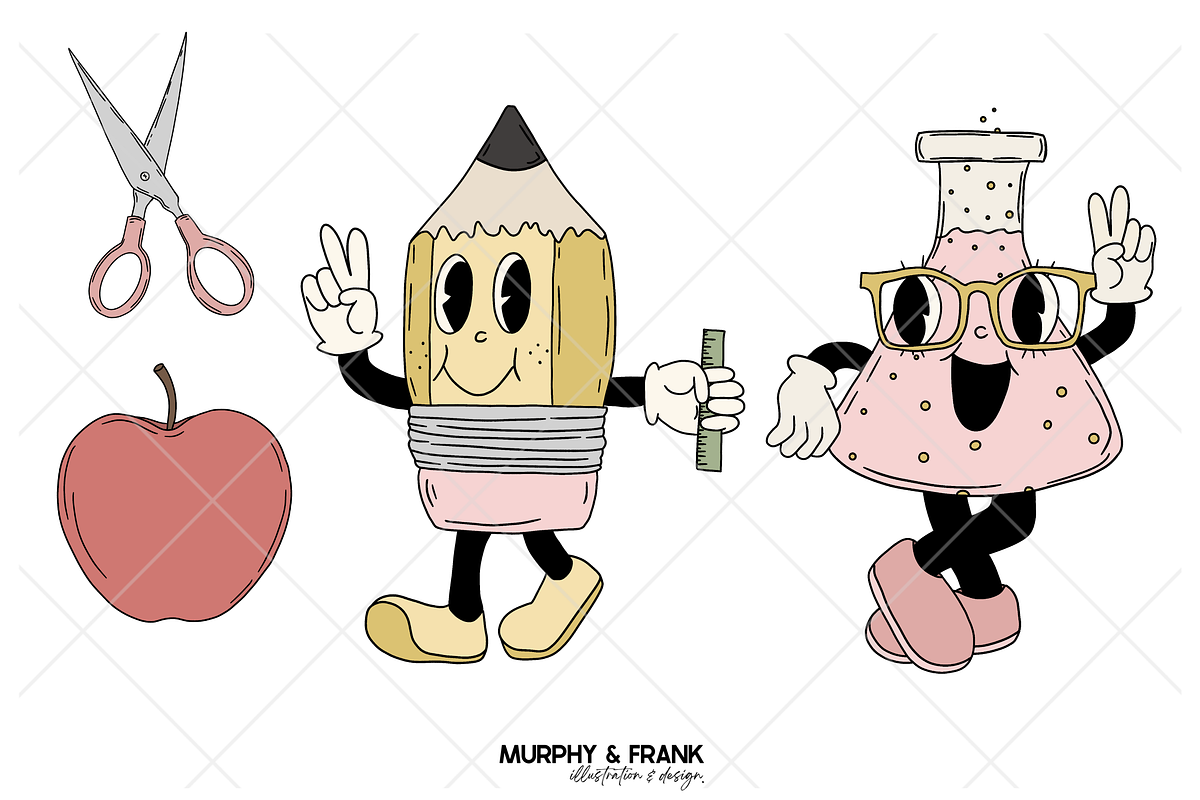 Groovy School Clipart Bundle Kids, a Graphic by Murphy & Frank (Photo 2 of 10)