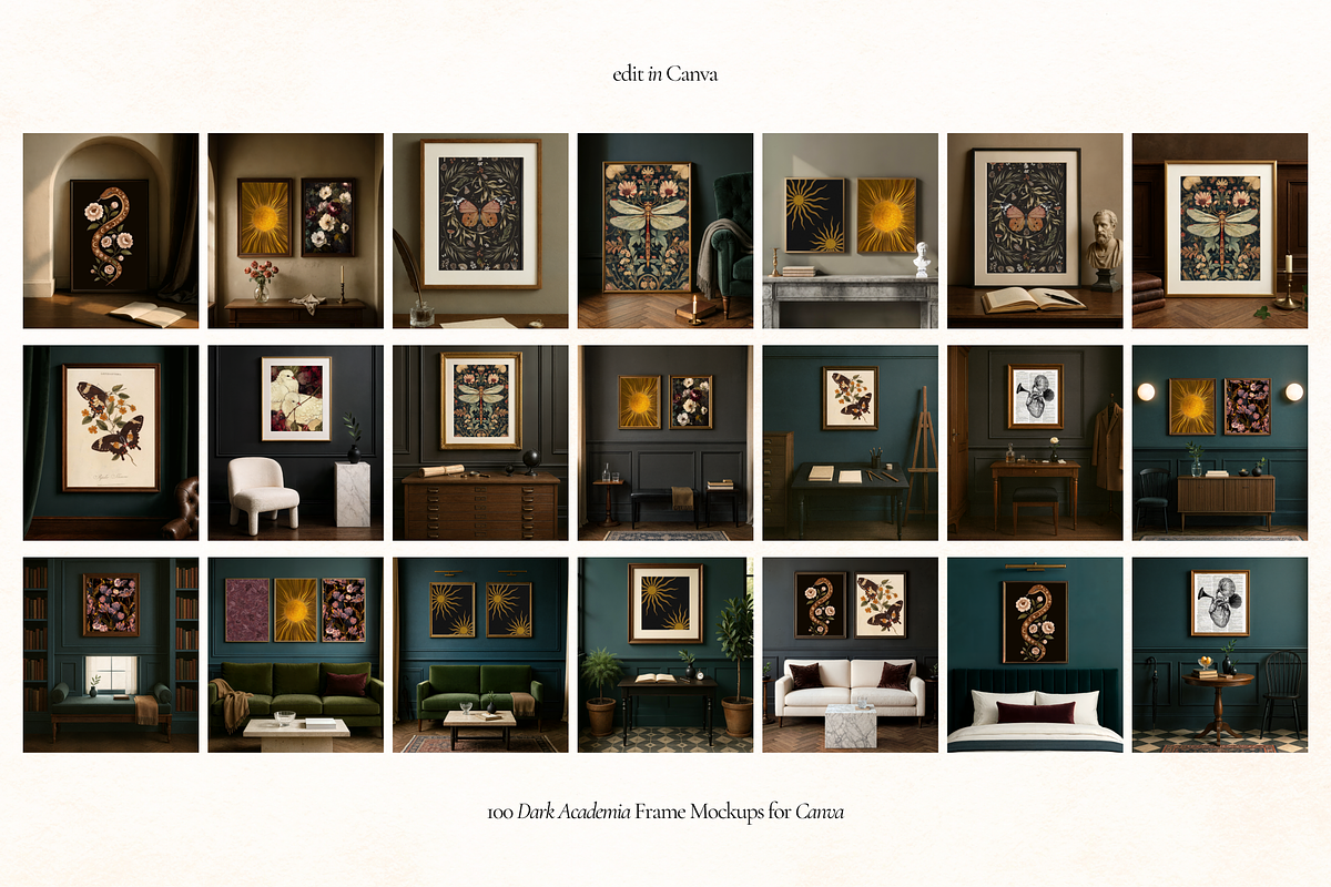 Dark Academia Frame Mockups Bundle, a Household Mockup by Matisse Studio (Photo 8 of 10)