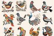 FOLK ART BIRDS CLIPART PACK, an Animal Illustration by Daring Digies (Thumbnail 2 of 10)