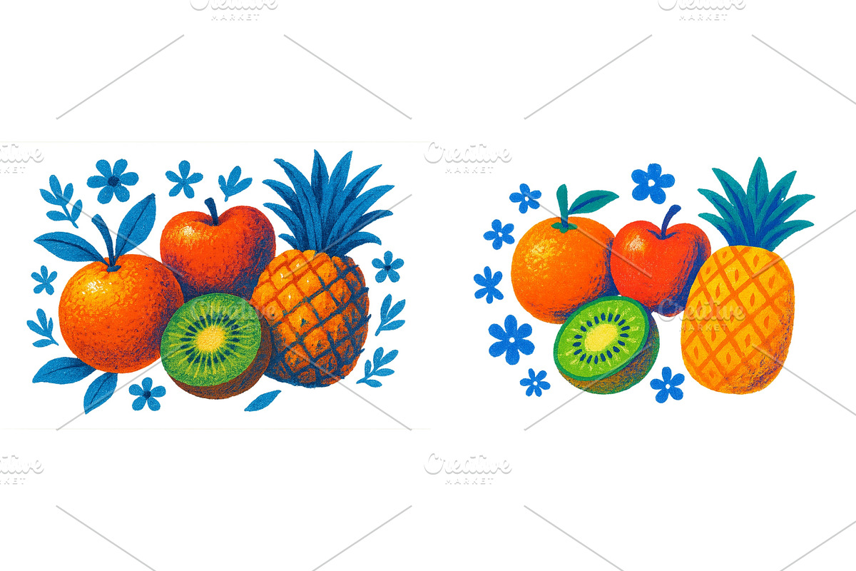 Colorful fruit arrangement featuring, a Food Illustration by ZinetroN