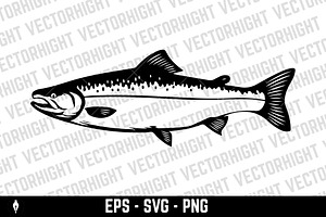 Salmon icon isolated on white bg, an Animal Illustration by Vectorhight
