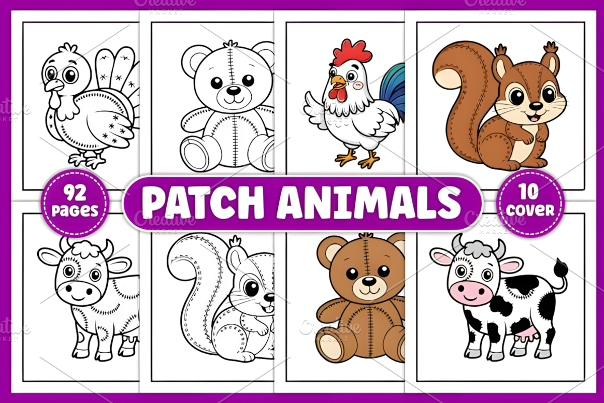 Patch Animals Coloring Pages, an Animal Illustration by Coco Bloom (Photo 1 of 5)