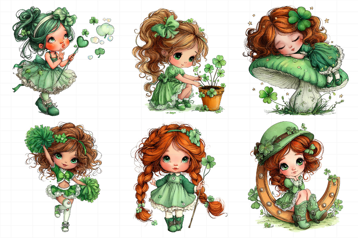 Shamrock Girl St Patrick's Day Clip, an Illustration by Daily.Designs (Photo 8 of 8)
