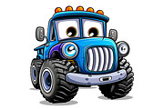 Blue Kawaii Monster Truck -  Fun Car, an Animal Illustration by Ghagra (Thumbnail 2 of 3)
