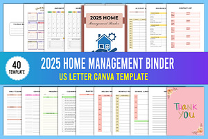 2025 Home Management Binder Canva, a Stationery Template by Designmela01