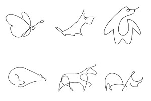 Abstract Animal Line Art Set 1