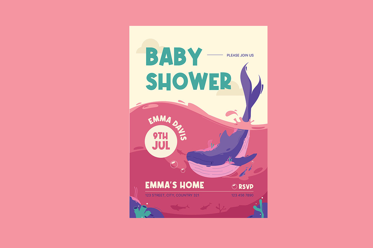 Baby Shower Invitation Sea Theme, a Card Template by Neermana (Photo 4 of 4)