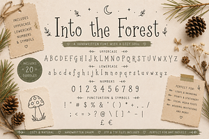 Into the Forest - Rustic Font, a Handwritten Font by Warm Cozy Cottage