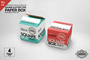 Square Slotted-Type Paper Box Mockup