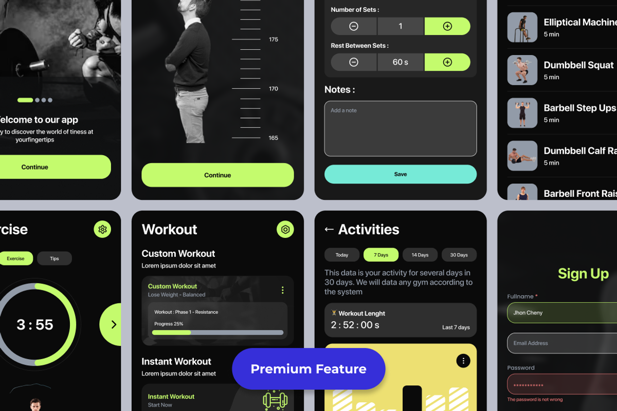 Fitness App Mobile UI KIT, an App Template by UICreative (Photo 2 of 4)