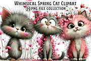 Whimsical Spring Cats Clipart Bundle, an Illustration by Dream Creation (Thumbnail 1 of 6)