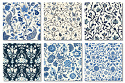 Blue Floral Toile Seamless Patterns, a Pattern Graphic by Dream Creation (Thumbnail 2 of 4)