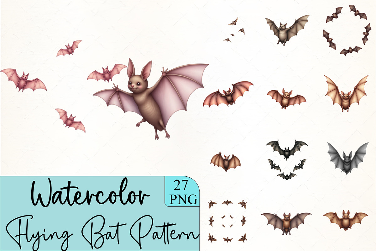 Flying Bat Pattern Clipart, an Illustration by CrexoraLab (Photo 1 of 5)