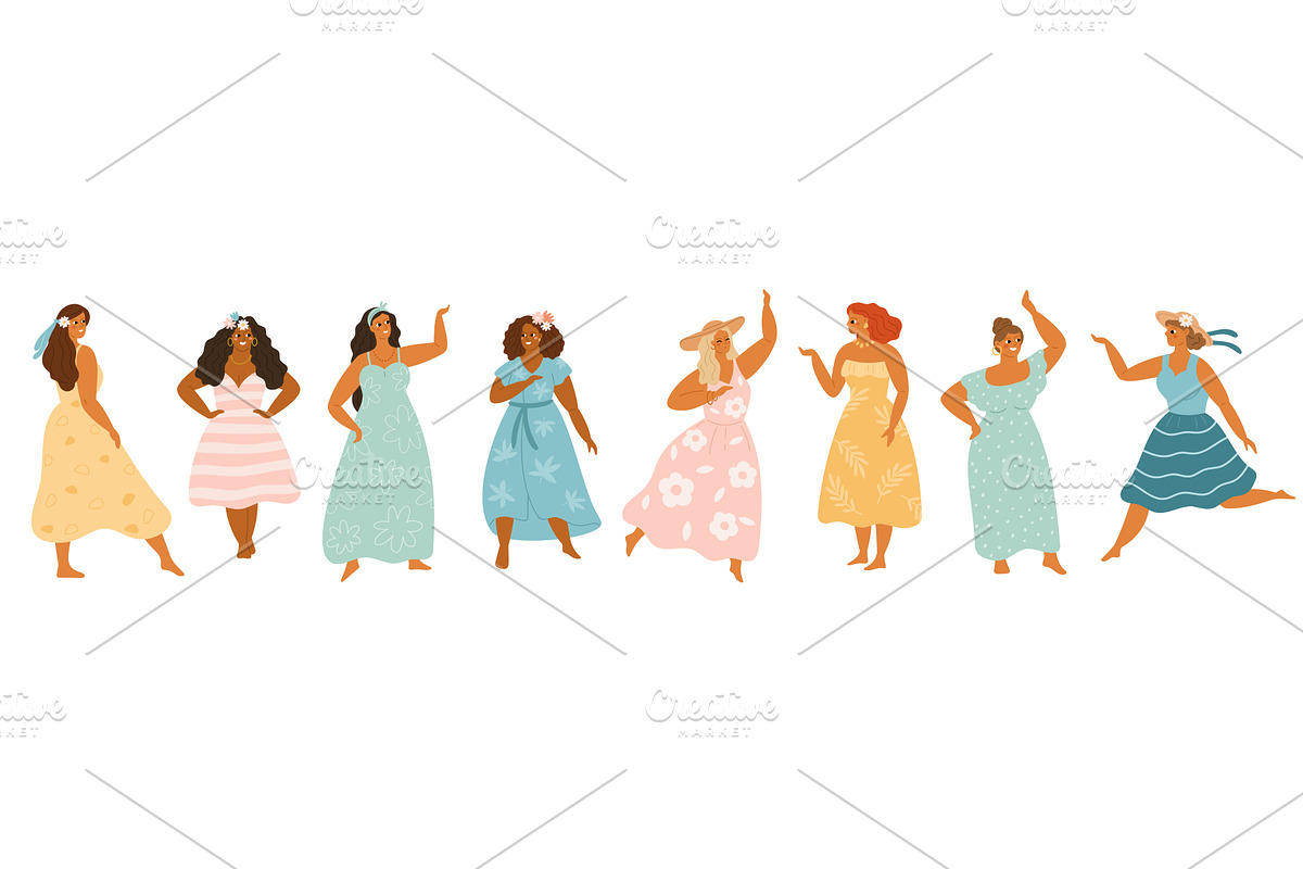 Summer body positive women, a Person Illustration by YummyBuum