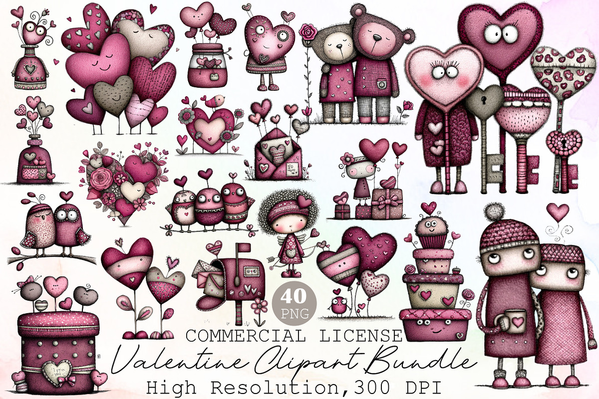 Valentine Clipart Bundle Valentines, an Illustration by Sublimation Artist (Photo 1 of 6)