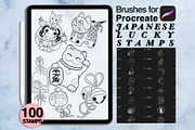 100 procreate Japanese lucky stamps, a Brush Add-On by Arts For Peace (Thumbnail 1 of 9)