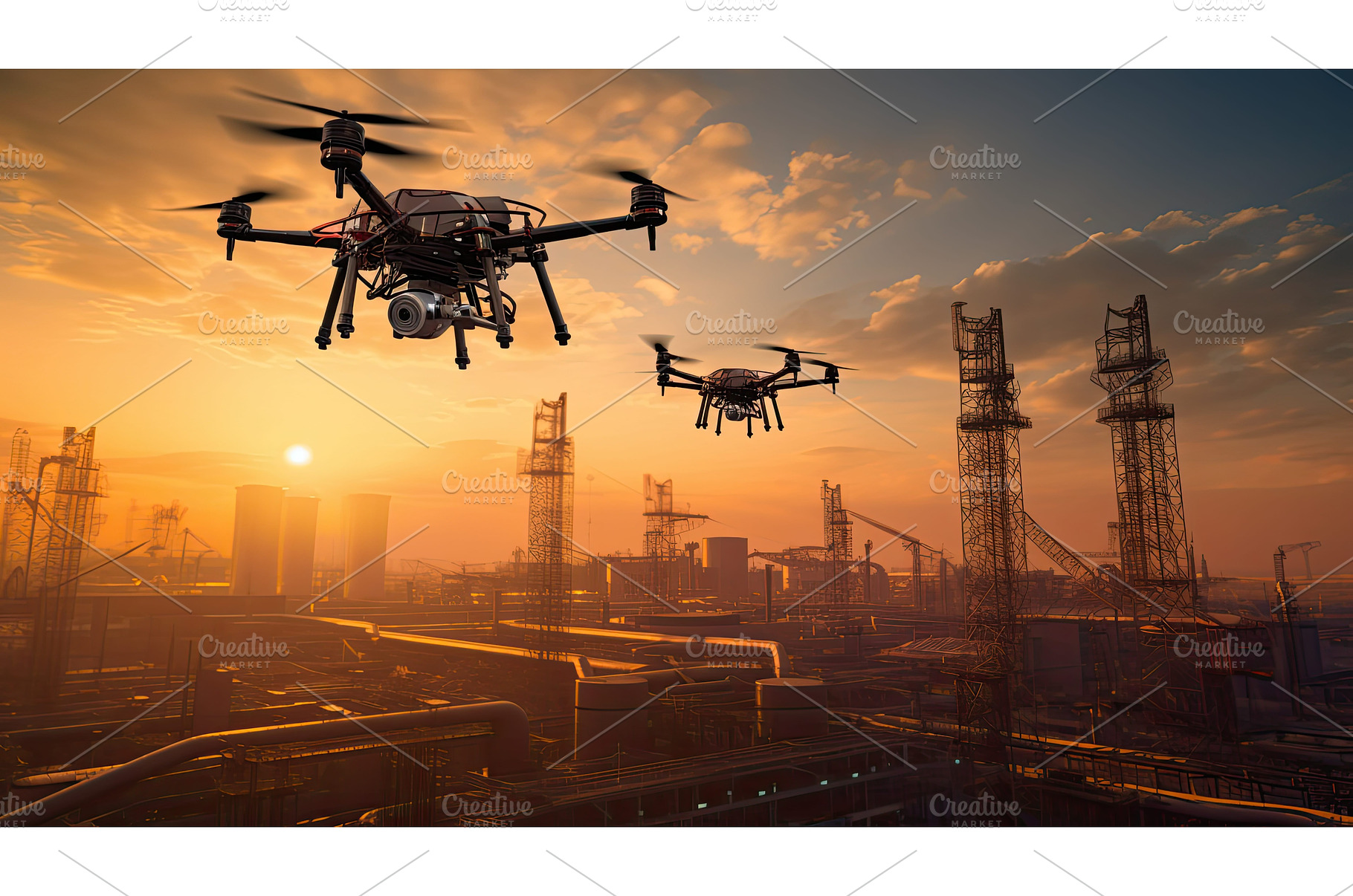 drones technology oil and gas ai, an Industrial Photo by pikepicture