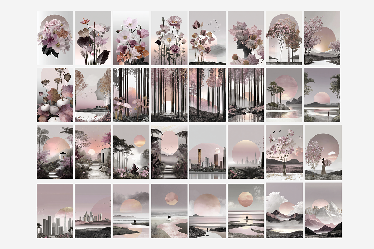 Elegant Surreal Collage Posters, a Background Graphic by Amiraliya (Photo 7 of 8)