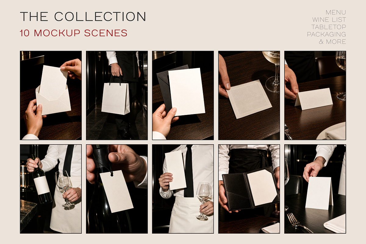 Restaurant Stationery Mockup Bundle, an Advertising Mockup by Serenefeeling (Photo 2 of 9)