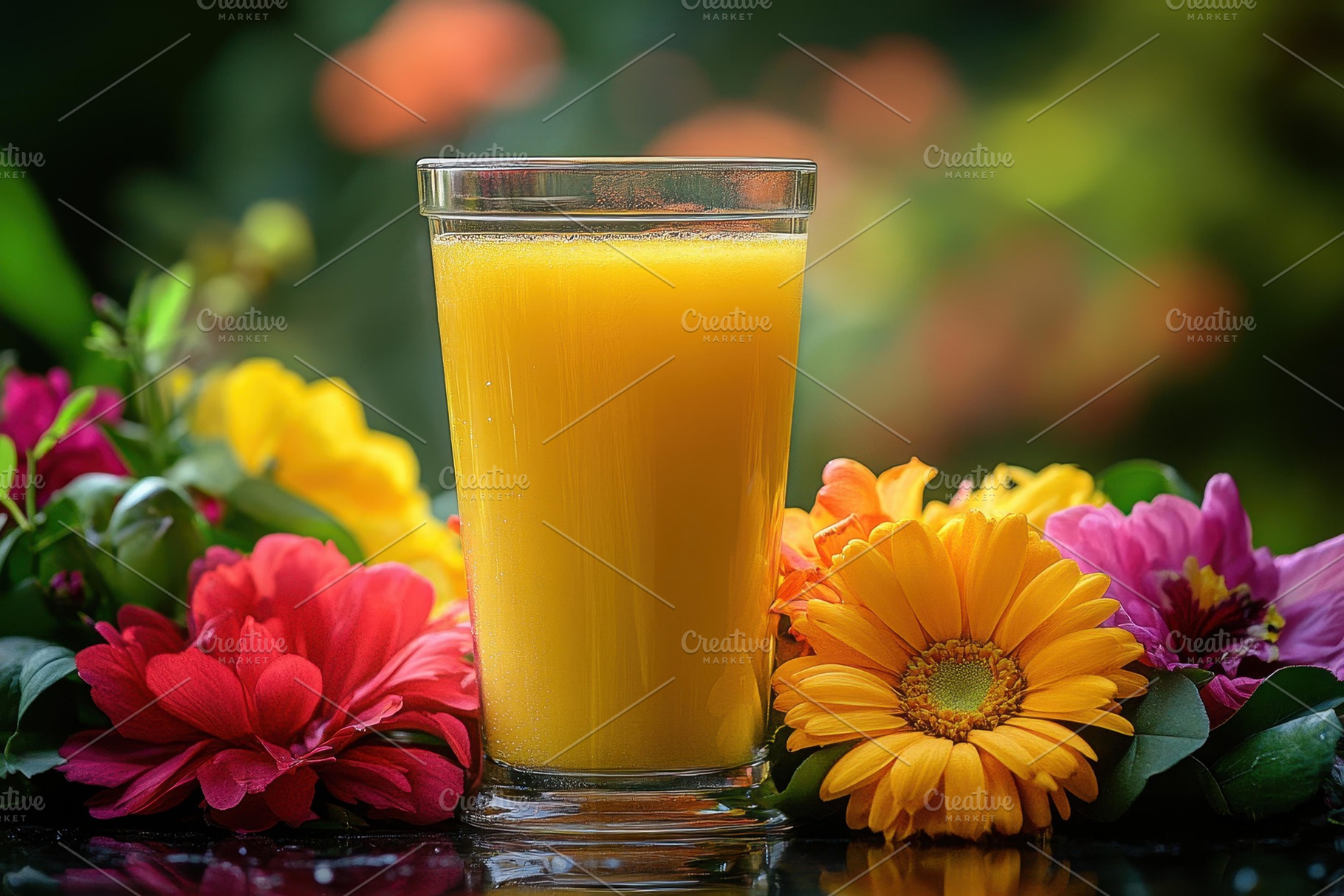Freshly squeezed orange juice served, a Photo by Tanuart