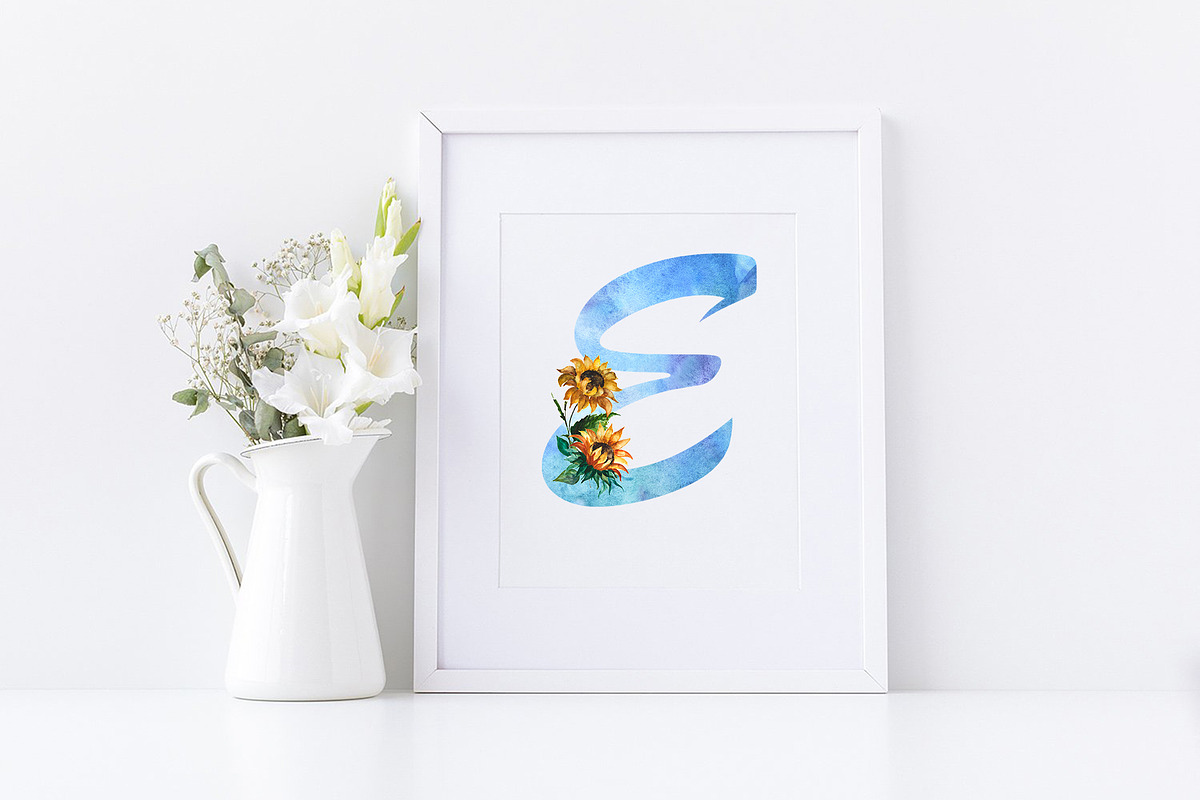 Floral font. Sunflower, a Sans Serif Font by ElliaArt (Photo 8 of 8)