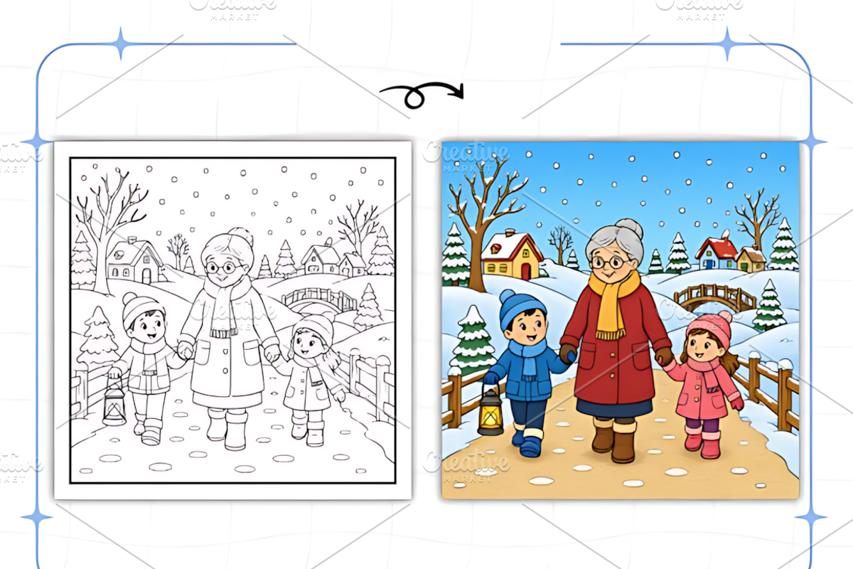 Christmas at Grandma’s Coloring, a Seasonal Illustration by Design Station (Photo 6 of 7)