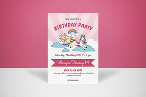 Pink Unicorn Birthday Invitation