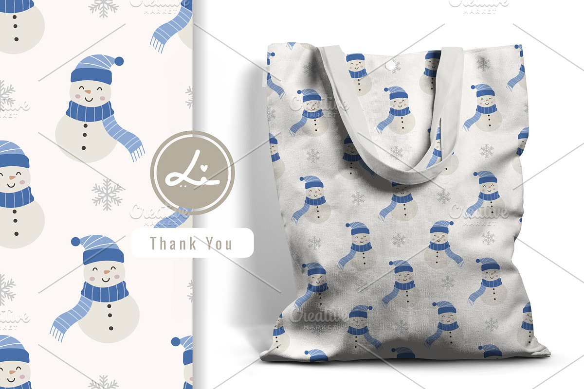 cute snowman and snowflake pattern, a Pattern Graphic by lindoet23 (Photo 2 of 3)