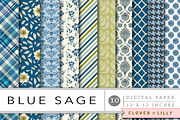 Blue Sage Digital Paper, a Pattern Graphic by Clover & Lilly (Thumbnail 3 of 4)