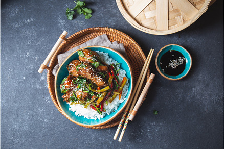 Teriyaki Chicken with white rice, a Food & Drink Photo by LARISA BLINOVA
