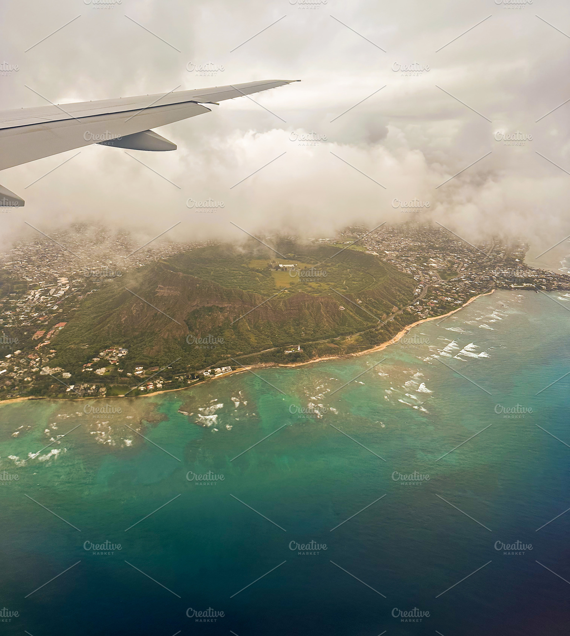 Flying Over Diamond Head Honolulu Hawaii, a Nature Photo by THP Creative