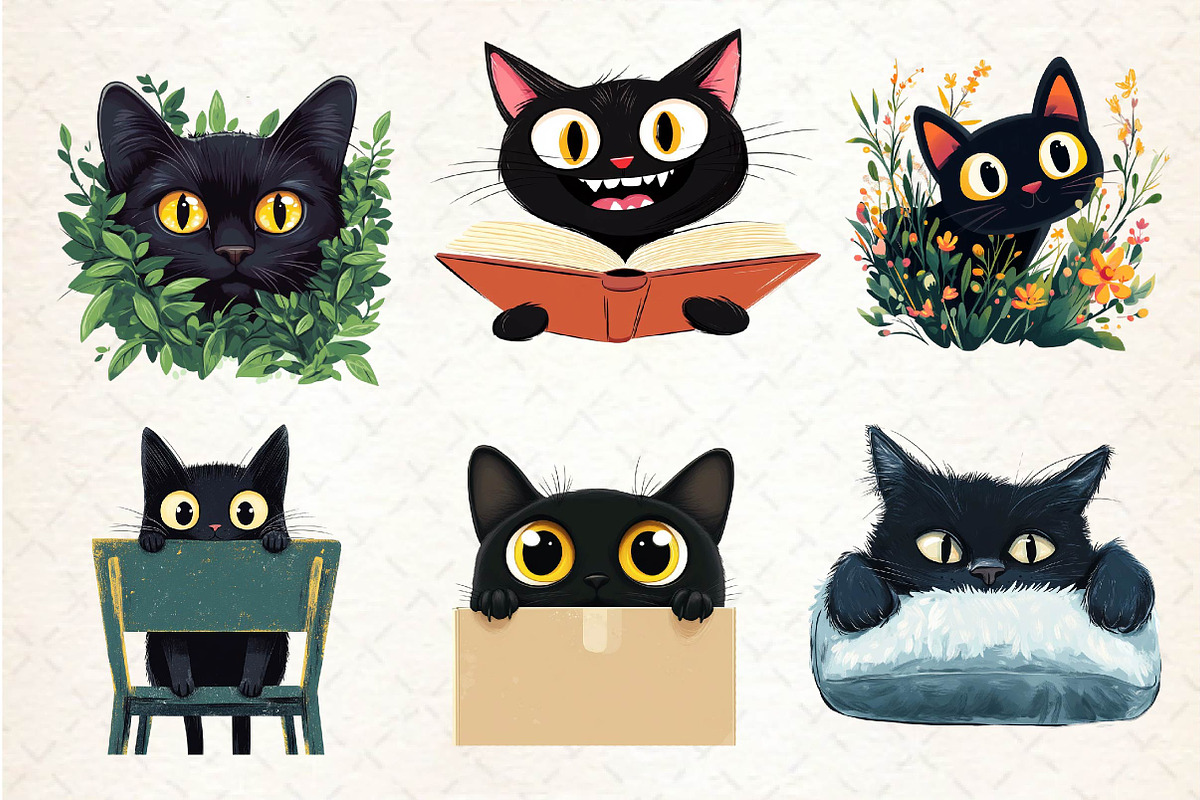 Black Cat Peeking Clipart PNG, an Illustration by Dream Creation (Photo 4 of 5)