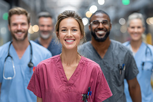 Diverse Medical Team Smiling Hospita, a Photo by Pixeness Studio