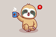 Cute Sloth Drink Coffee Cartoon, an Animal Illustration by Catalyst Labs (Thumbnail 2 of 3)