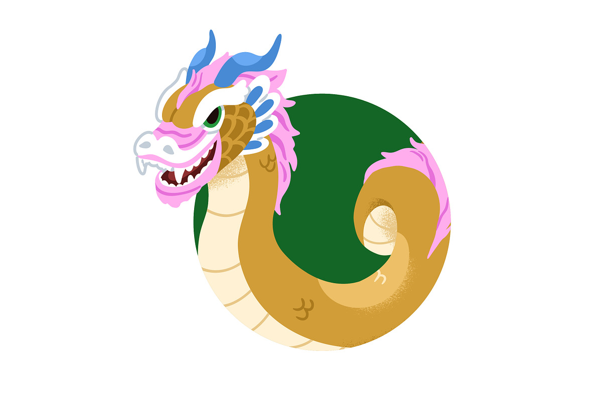 Chinese dragon mascot avatars set, an Animal Illustration by Good Studio (Photo 4 of 5)