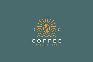 River Coffee Bean Logo Cafe Shop, a Branding & Logo Template by Signatoro