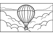 Hot Air Balloon Cloud Line Art bundl, an Illustration by Designer_Momina (Thumbnail 5 of 51)