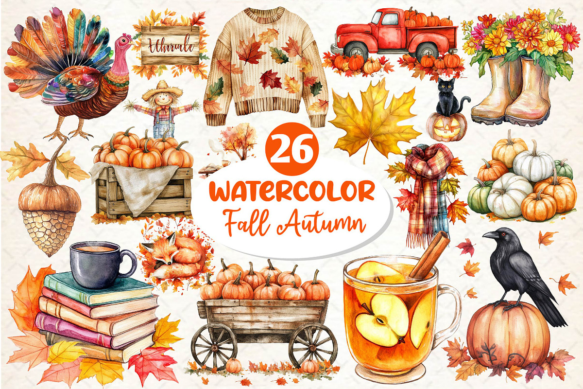 Fall Autumn Sublimation Clipart, an Illustration by Dream Creation (Photo 1 of 6)