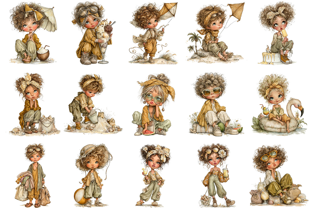 Summer Kids PNG Clipart Bundle, a Seasonal Illustration by OK Design (Photo 3 of 6)