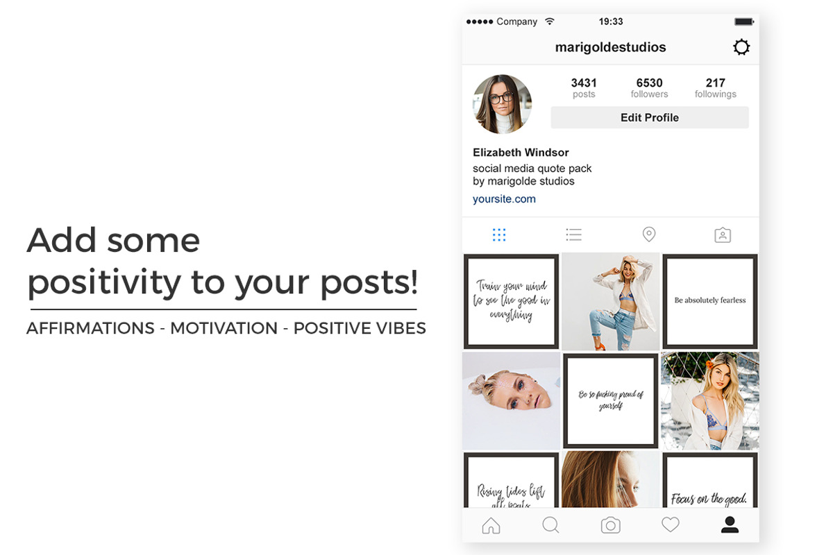 75 Positive Instagram Quotes, a Social Media Template by Candor Creative (Photo 2 of 4)