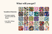 Vintage Floral Seamless Patterns, a Pattern Graphic by Ninterints (Thumbnail 5 of 20)