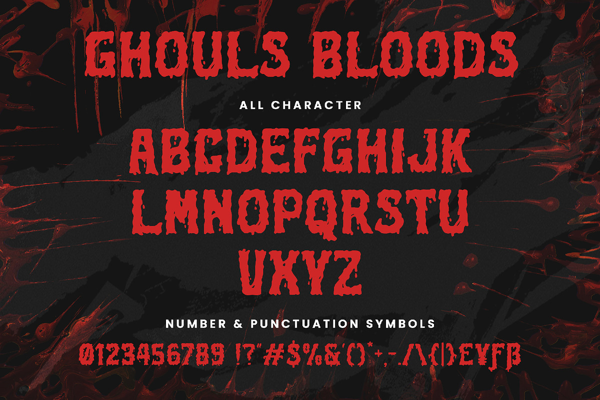 Ghouls Bloods - Dripping Font, a Script Font by AQR Studio (Photo 5 of 16)