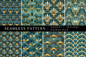 8 Gilded Teal Dreams Patterns