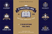 15 Education Logo Templates Pack, a Templates & Theme by MaryArt (Thumbnail 1 of 5)