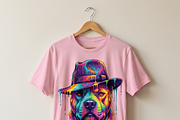 Colorful Pitbull Fedora Art, a Shirt Mockup by Vector Stall (Thumbnail 1 of 15)