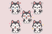 Kawaii Husky Dog Expression Set, an Animal Illustration by Artpon Illustration (Thumbnail 3 of 6)