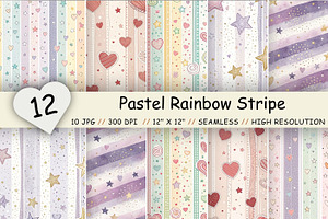 Pastel Rainbow Stripe Digital Paper